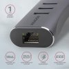 AXAGON HMA-GL3AP Wieloportowy hub metalowy 3x USB-A + GLAN, USB 3.2 Gen 1, 20cm USB-A kabel, microUSB dodatkowe zasilanie